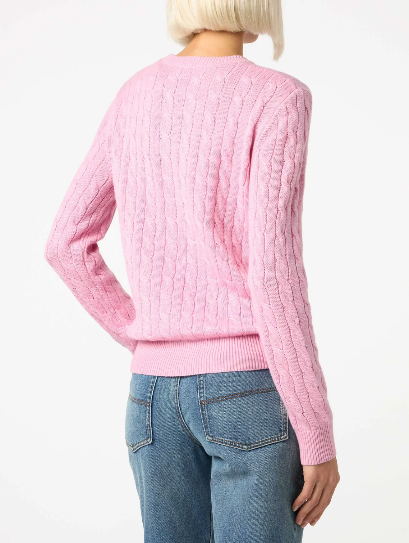 Maglione da donna in misto cashmere lavorato a maglia rosa Sorbonne