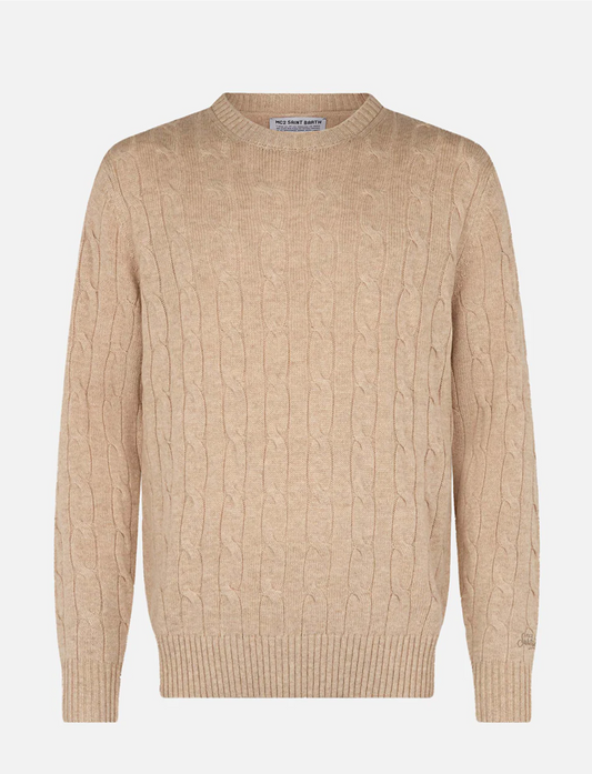 Maglione girocollo in misto cashmere beige da uomo Regent