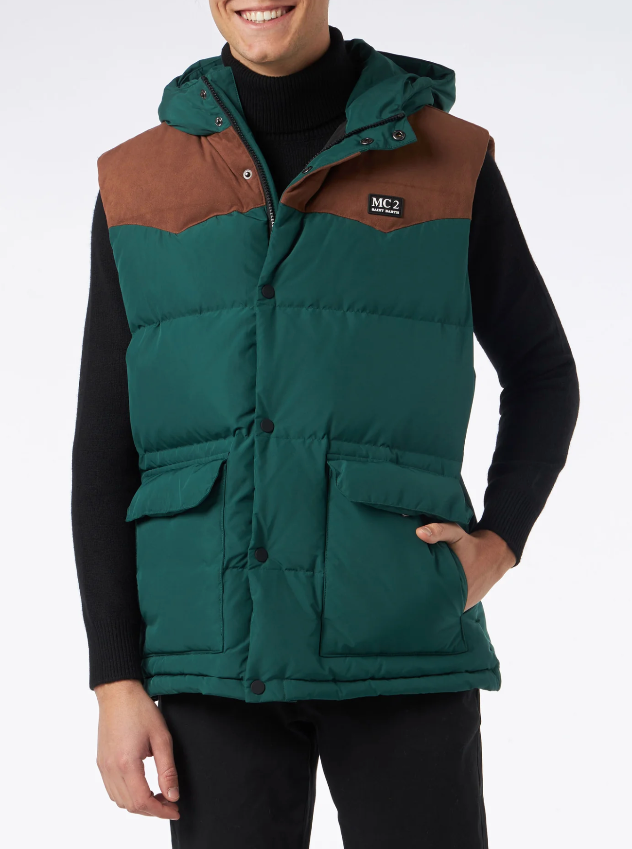 Gilet da uomo in piumino verde